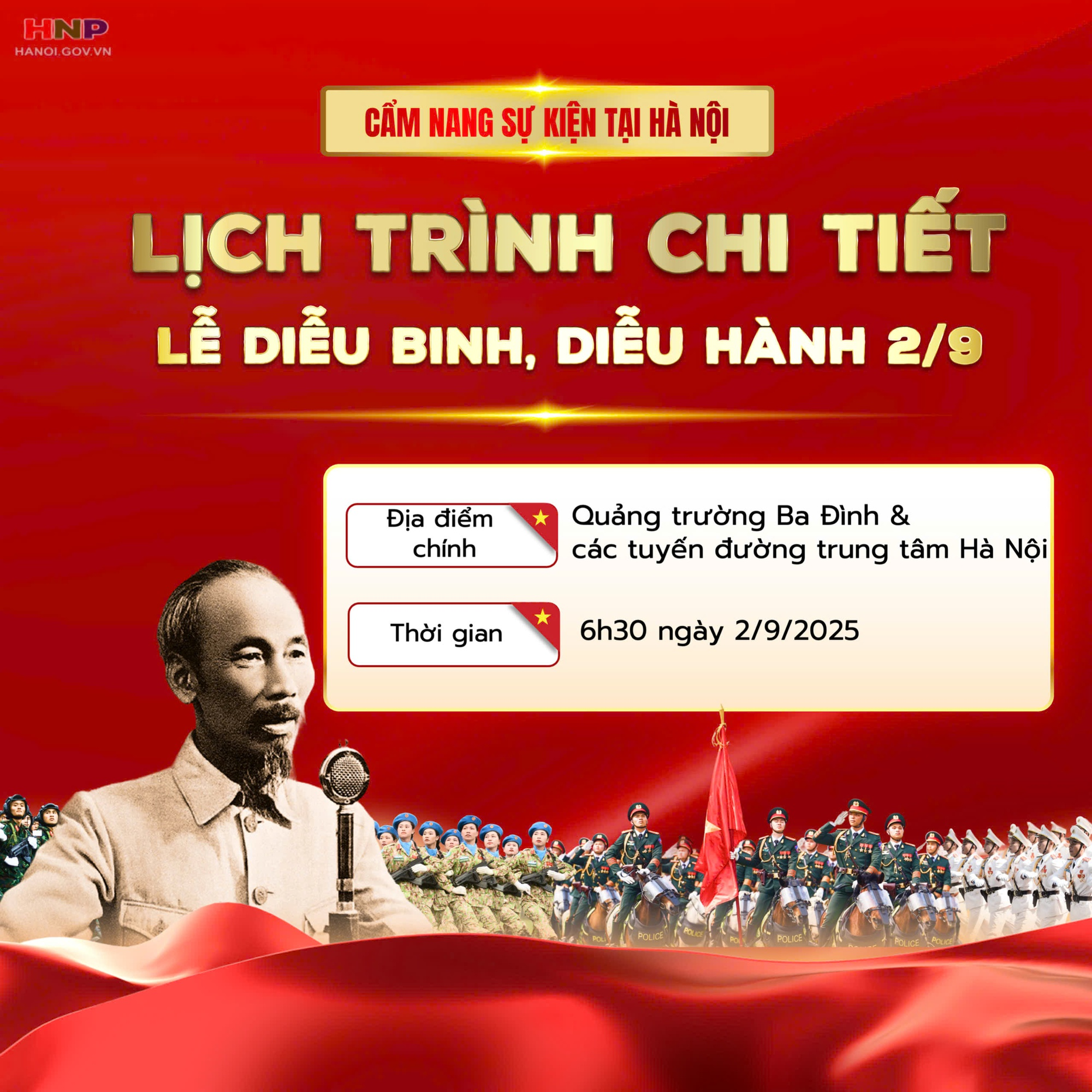 Lịch trình chi tiết lễ diễu binh Quốc khánh 2/9 tại Hà Nội