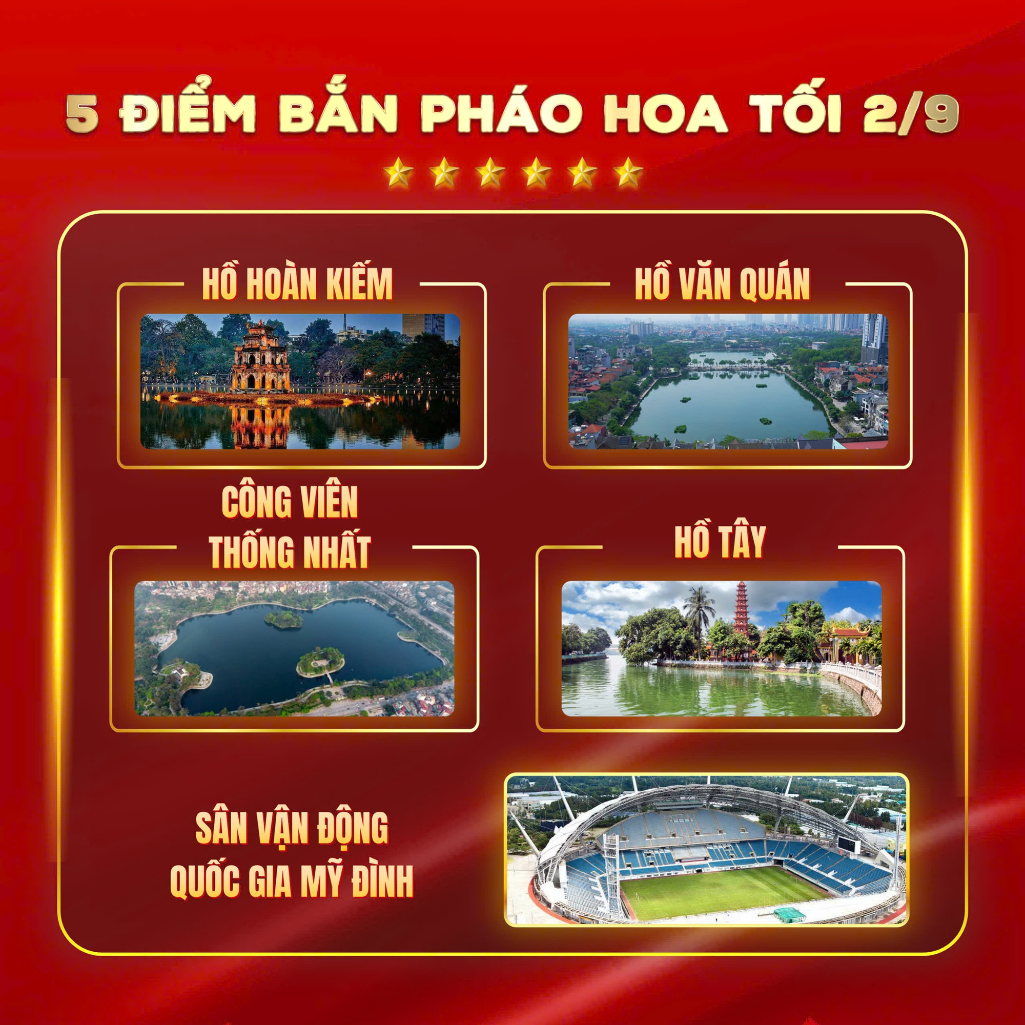 Địa điểm bắn pháo hoa 2/9 tại Hà Nội