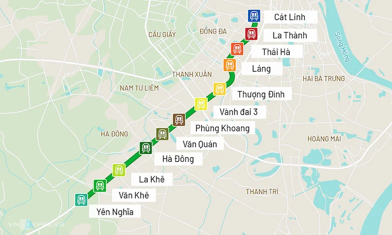 Sơ đồ nhà ga và lộ trình Metro 2A