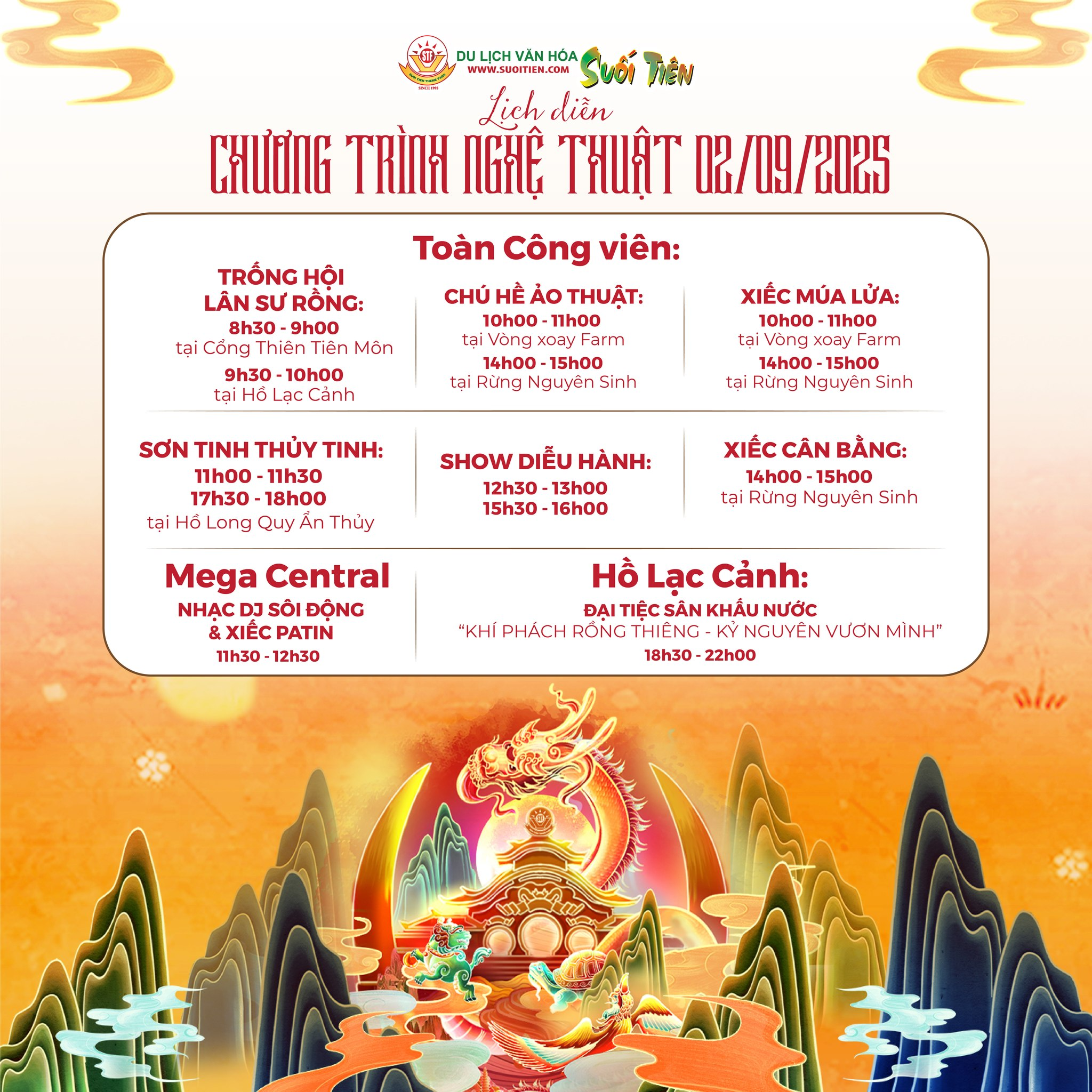 Các hoạt động tour đêm Suối Tiên 2/9/2025