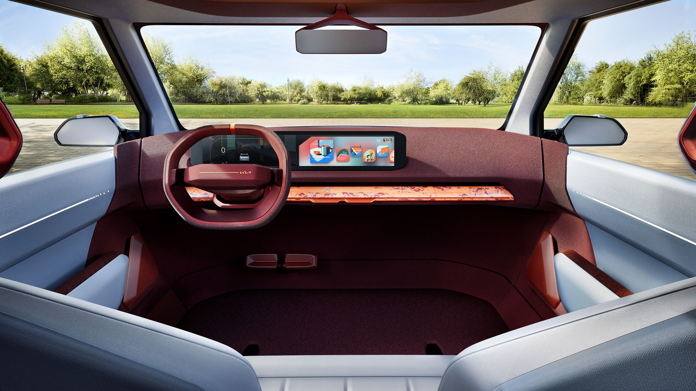 Nội thất Kia EV2 tối giản