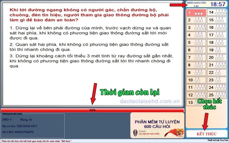 Thi thử lý thuyết GPLX 600 câu 2025 trên phần mềm