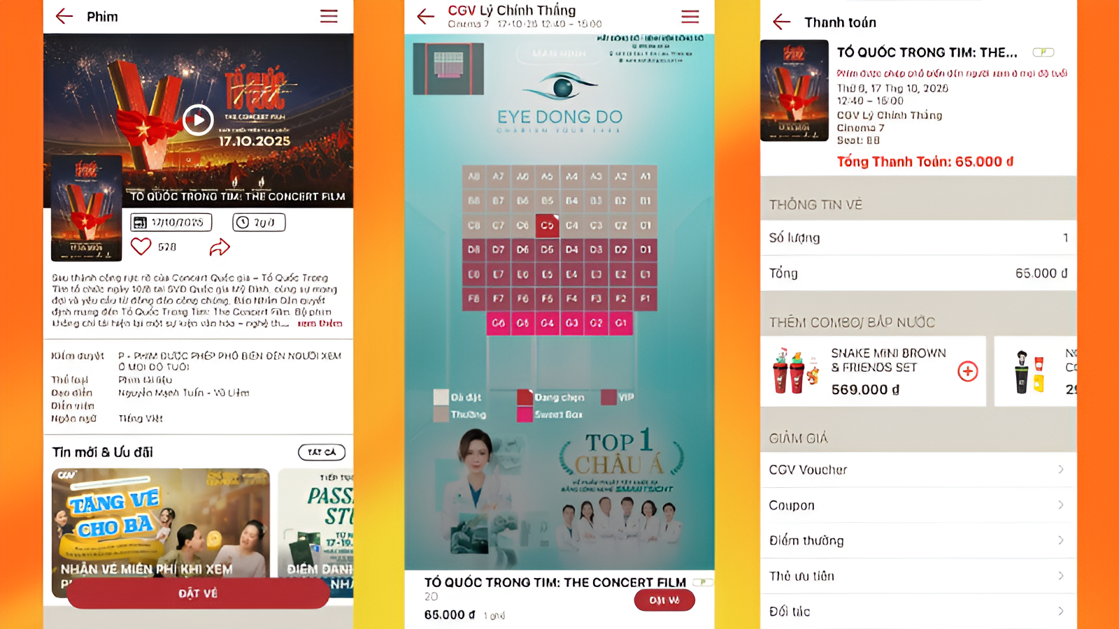 hướng dẫn đặt vé CGV online Tổ Quốc Trong Tim The Concert Film