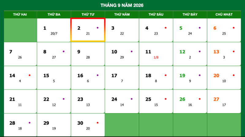 Lịch Nghỉ Quốc Khánh 2/9 2026: Đề Xuất Nghỉ 4 Ngày 