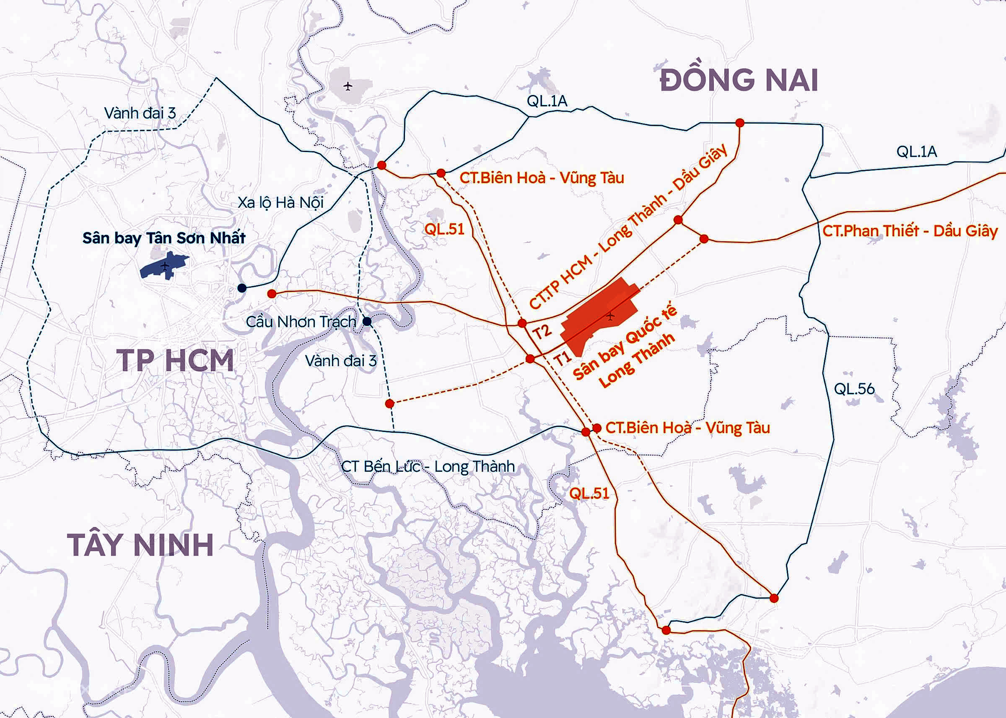 Hình ảnh sơ đồ các tuyến cao tốc kết nối