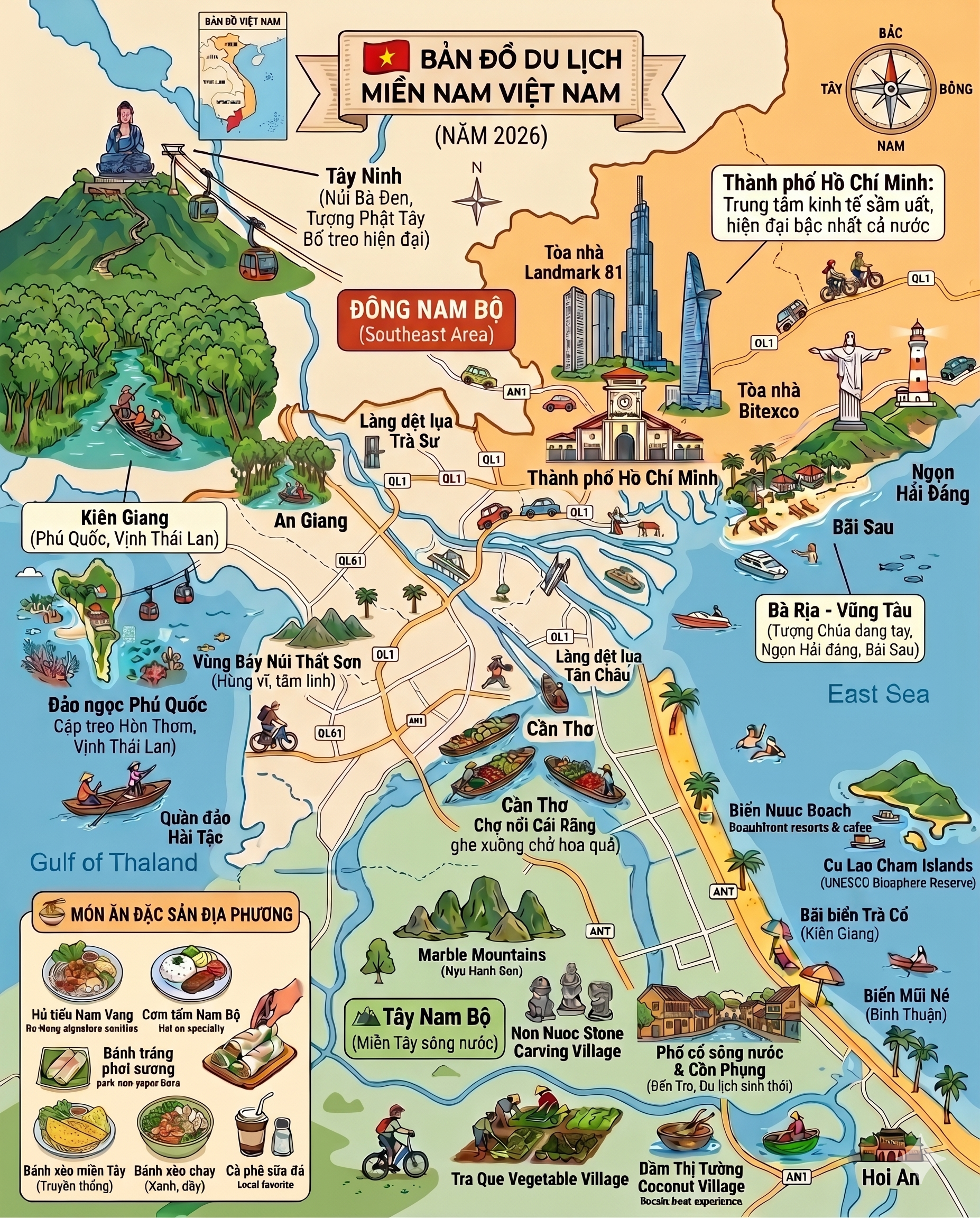 Bản đồ du lịch Miền Nam