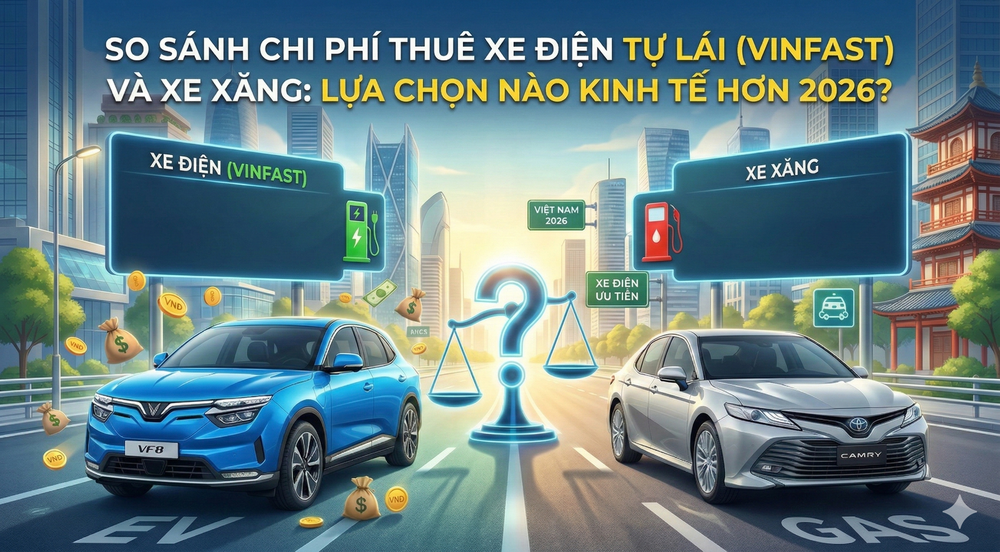 So Sánh Chi Phí Thuê Xe Tự Lái Điện (VinFast) Và Xe Xăng: Lựa Chọn Nào Kinh Tế Hơn 2026?