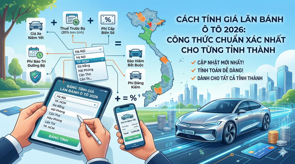 Cách Tính Giá Lăn Bánh Ô Tô 2026: Công Thức Chuẩn Xác Nhất Cho Từng Tỉnh Thành