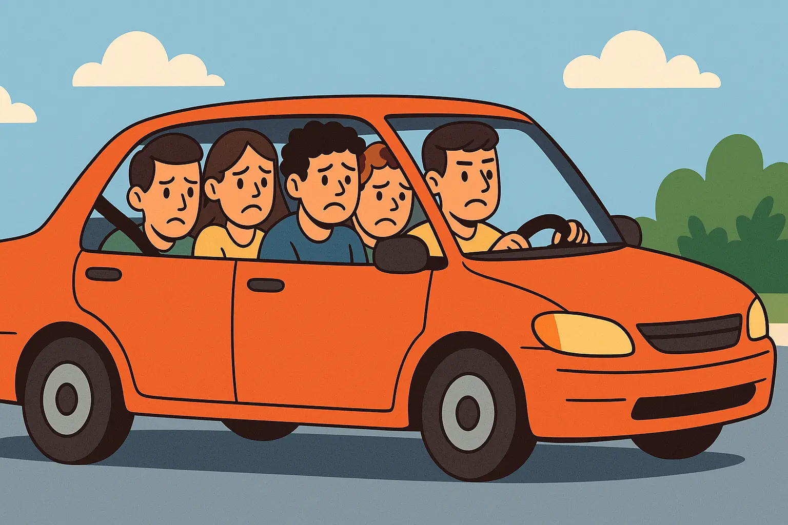 Xe ô tô 4 chỗ chở 5 người có bị phạt không? Cập nhật quy định mới từ 2025